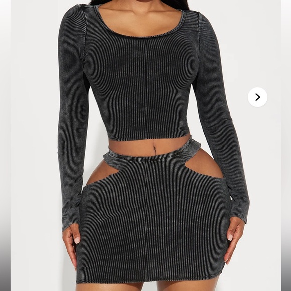 Fashion Nova Violet Washed Ribbed Skirt Set - Picture 1 of 3